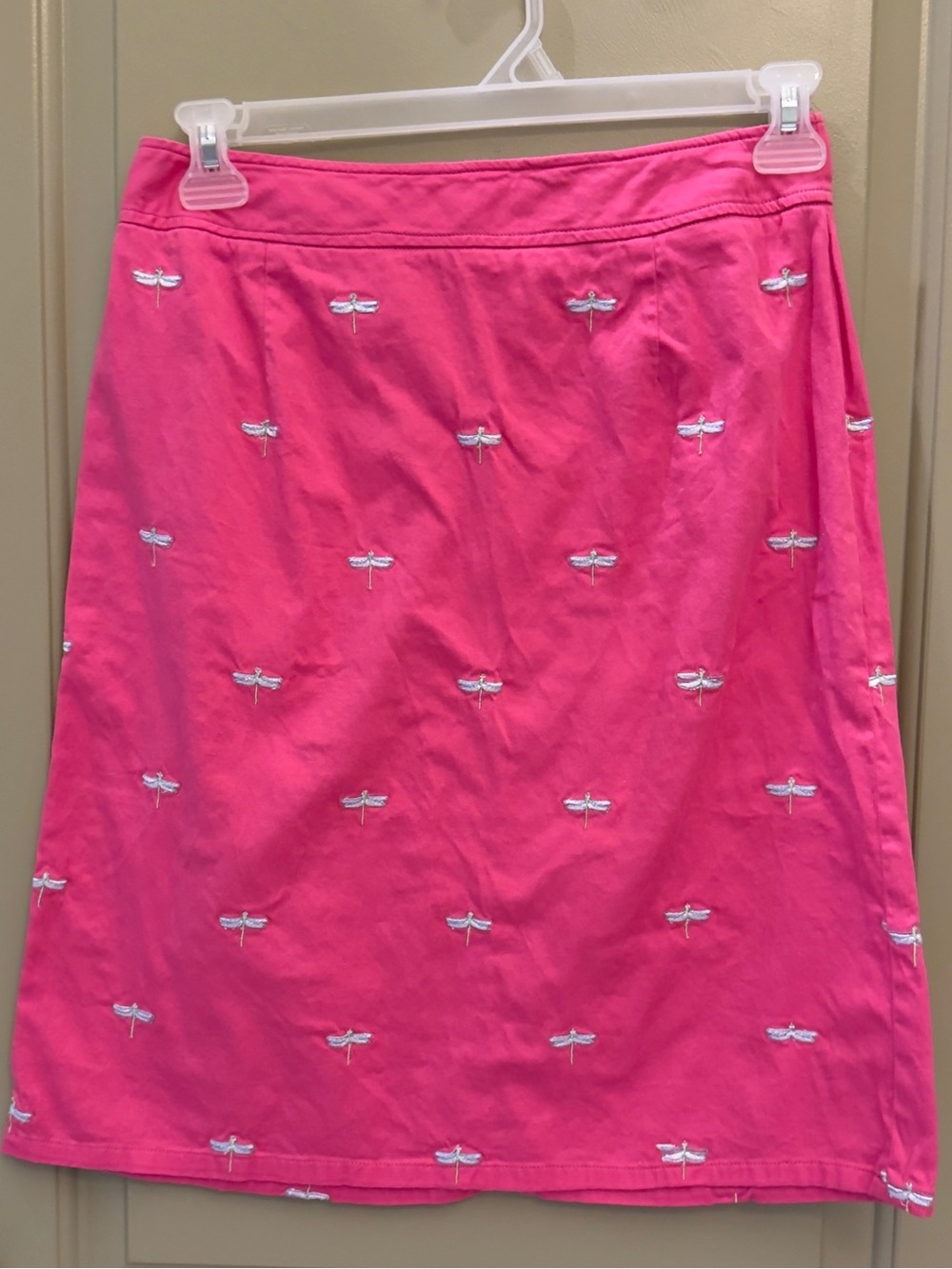 Pendleton Bright Pink A-Line Skirt with White Dragonfly Embroidery